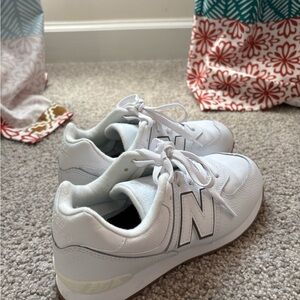 New Balance Kids White and Gray Sneakers